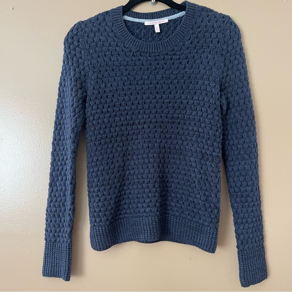 Victoria's Secret Navy Crew Neck knit Sweater 100% cotton size XS